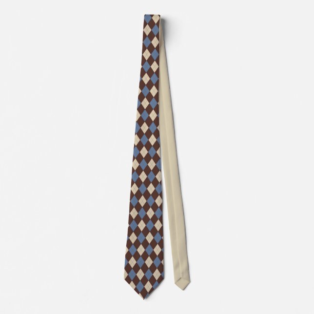Blue Argyle Pattern Neck Tie  (Front)