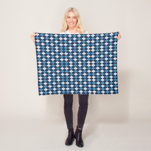 Blue Argyle Pattern Sherpa Fleece Blanket