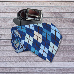 Blue Argyle Pattern Tie
