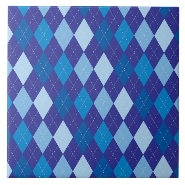 Blue argyle pattern tile (Front)