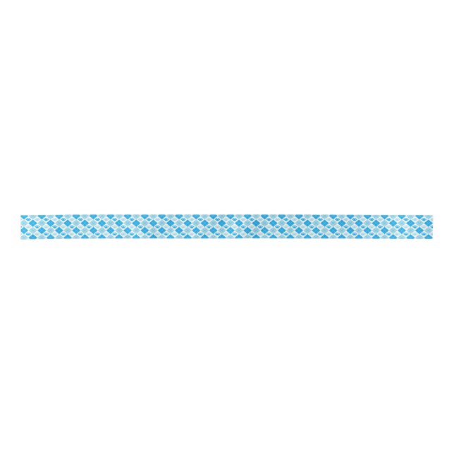 Blue Argyle Paw Print Pattern Satin Ribbon (Front)