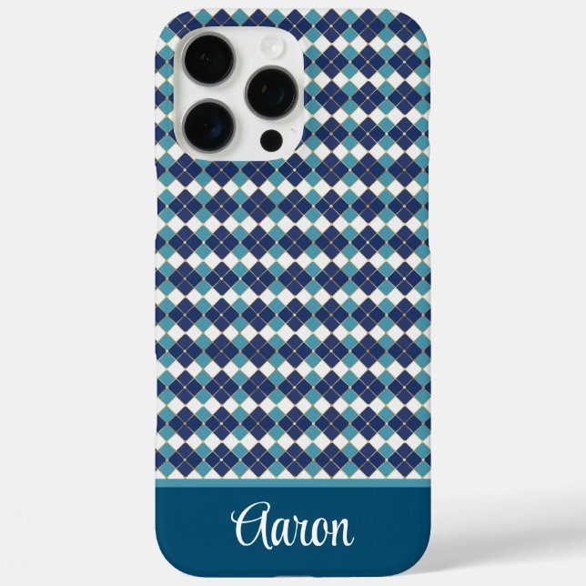 Blue Argyle Personalize  Case-Mate iPhone Case (Back)