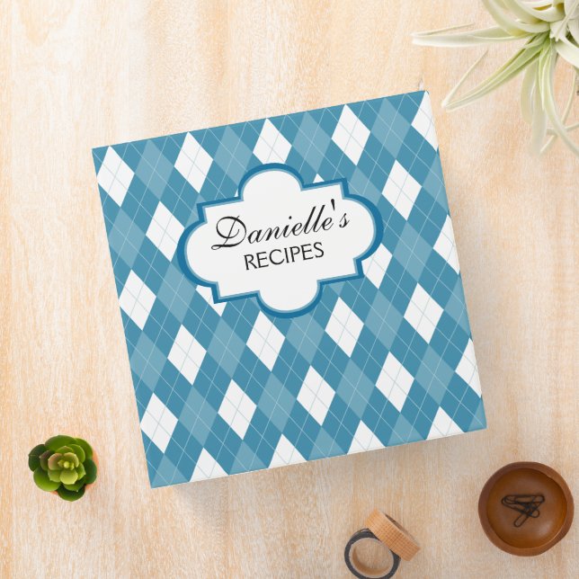 Blue Argyle Personalized 2 Inch Binder (In Situ)