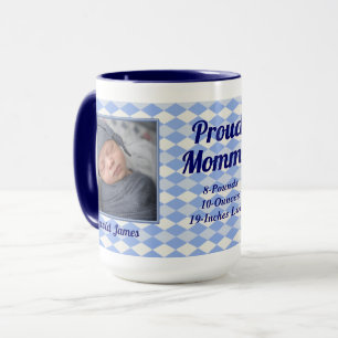 Blue Argyle Proud Mommy 2 Photo Mug