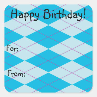 Blue Argyle Square Sticker