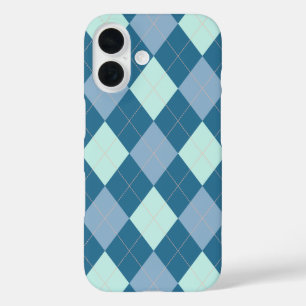 Blue Argyle Vintage Pattern iPhone 16 Case