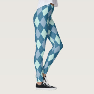 Blue Argyle Vintage Pattern Leggings