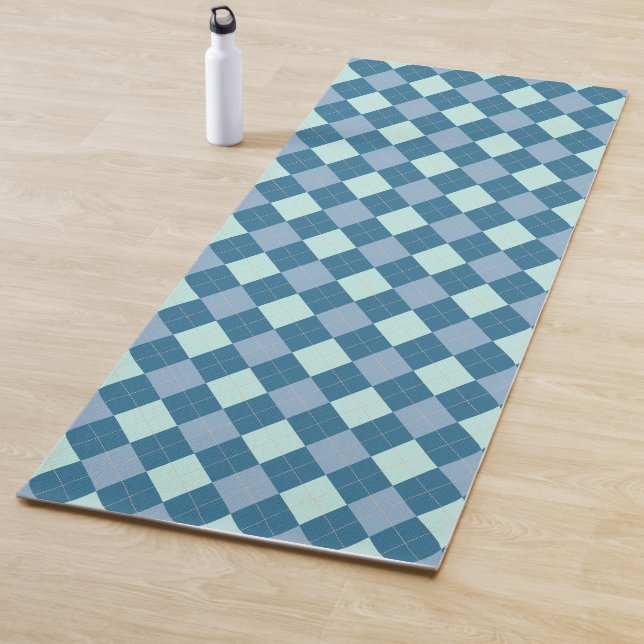 Blue Argyle Vintage Pattern Yoga Mat (In Situ)