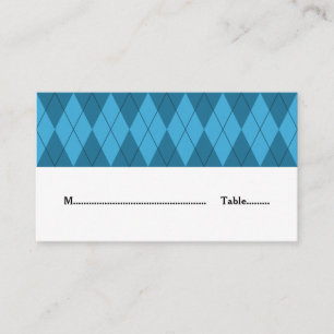 Blue Argyle Wedding Place Card