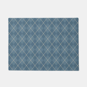 Blue Argyle Welcome Doormat