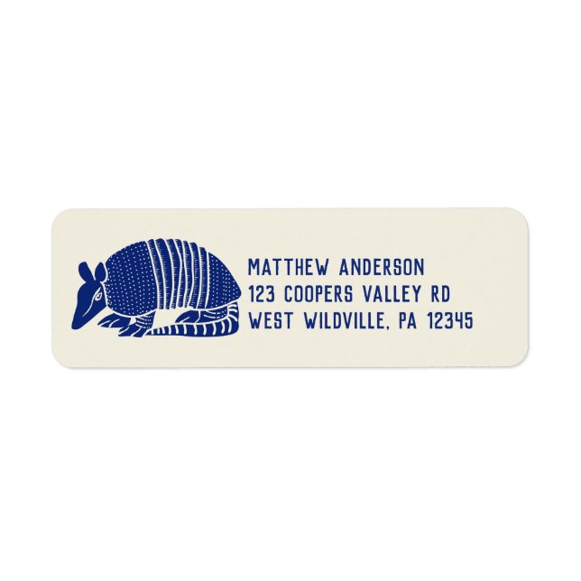 Blue Armadillo Personalized Return Address (Front)