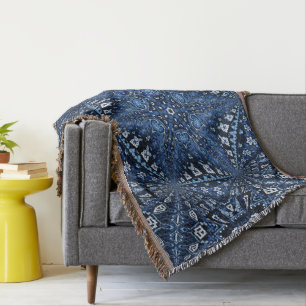 Blue Armenian Star Design Throw Blanket