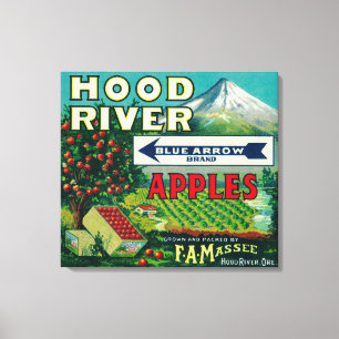 Blue Arrow Apple Crate LabelHood River, OR Canvas Print
