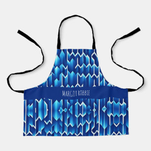 Blue Arrows and Lines Geometric Pattern Apron