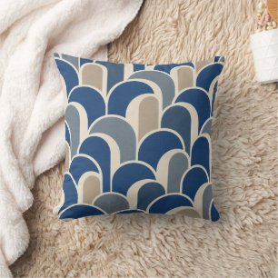 Blue Art Deco Arch Throw Pillow