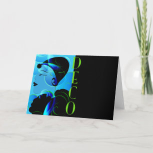 Blue Art Deco Card