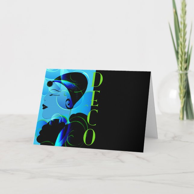 Blue Art Deco Card (Front)
