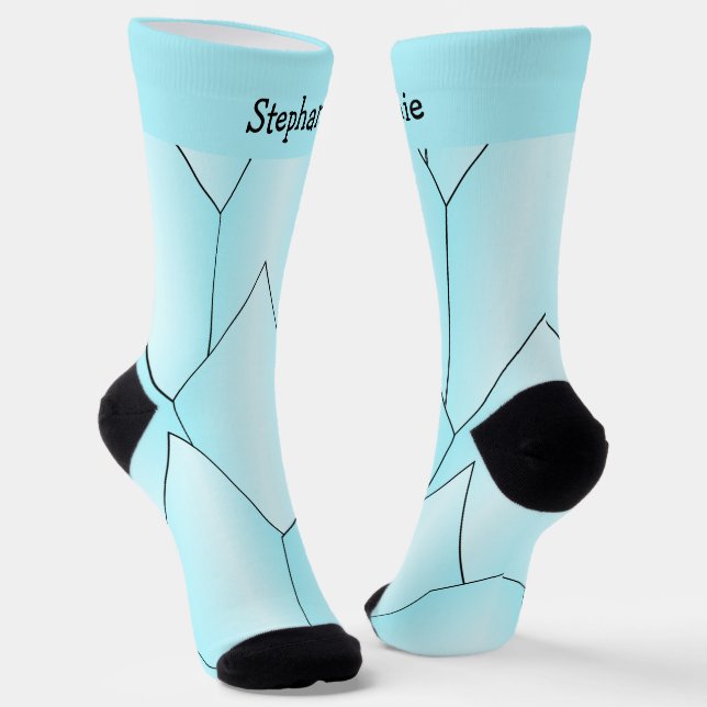 Blue Art Deco Design Socks (Angled)