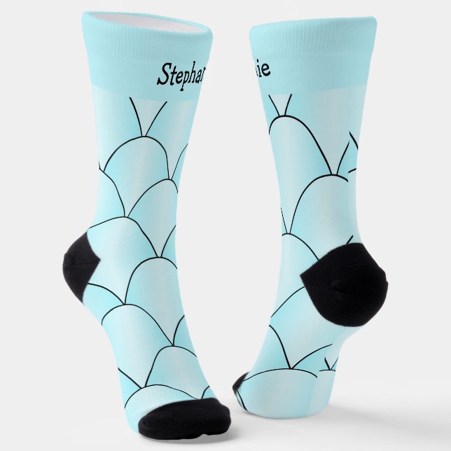 Blue Art Deco Design Socks (Angled)