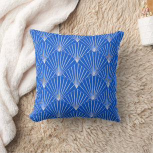 Blue Art Deco Design Throw Pillow