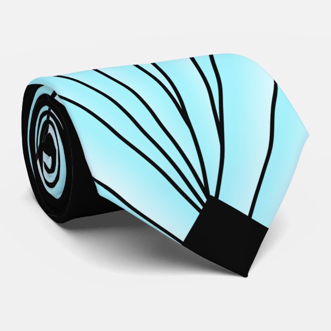 Blue Art Deco Design Tie (Rolled)