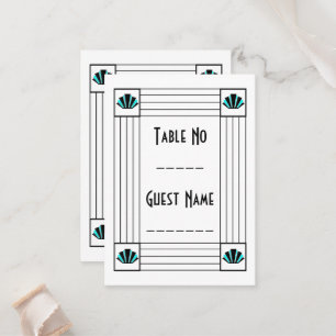 Blue Art Deco Design Wedding Place Card