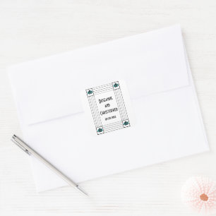 Blue Art Deco Design Wedding Square Sticker