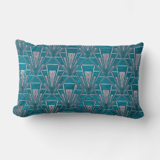 Blue Art Deco Lumbar Pillow