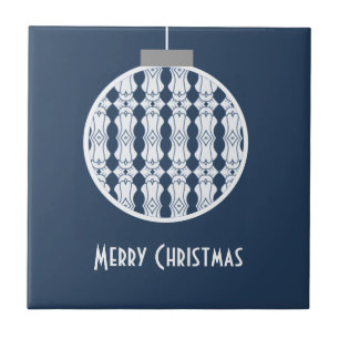 Blue Art Deco Ornament Tile