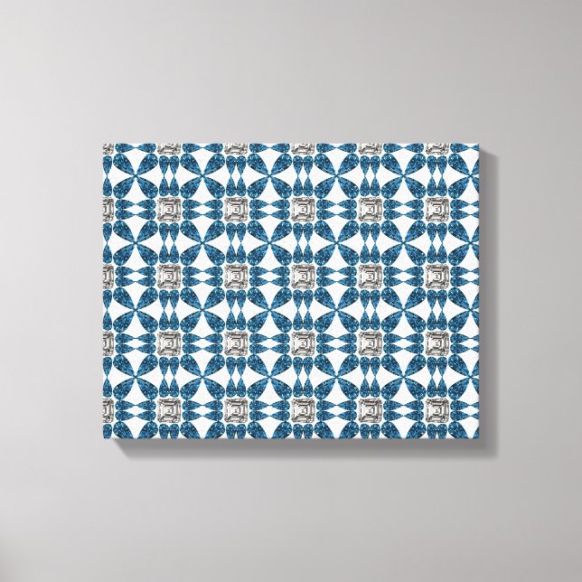 Blue Art Deco Pattern Canvas Print (Front)