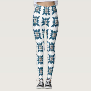 Blue Art Deco Pattern Leggings