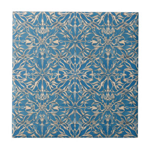 Blue Art Nouveau Moroccan Ethnic  Tile
