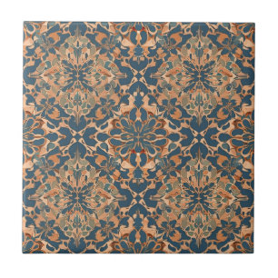 Blue Art Nouveau Moroccan Ethnic  Tile