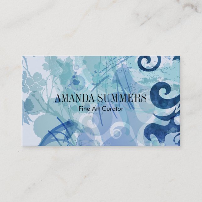 Blue Artistic Business Card (Front)
