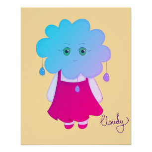 Blue Artistic Cloudy Cloudy Anymical Expression Poster