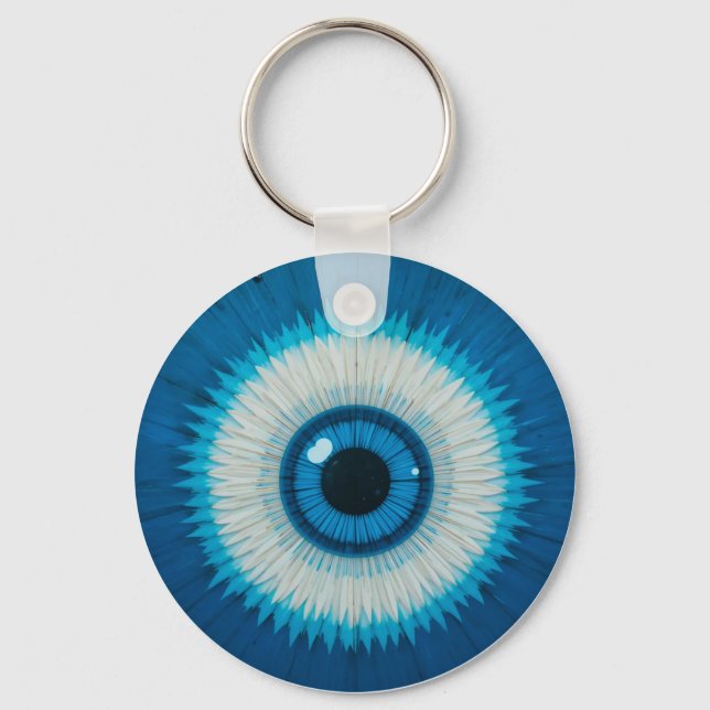 Blue Artistic Evil Eye Design Keychain (Front)