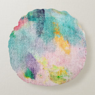 Blue Artistic. White Contemporary Presentation. Ti Round Pillow