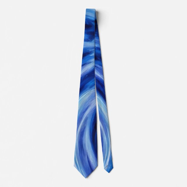 Blue Artsy Abstract Cool Colors Tie (Front)