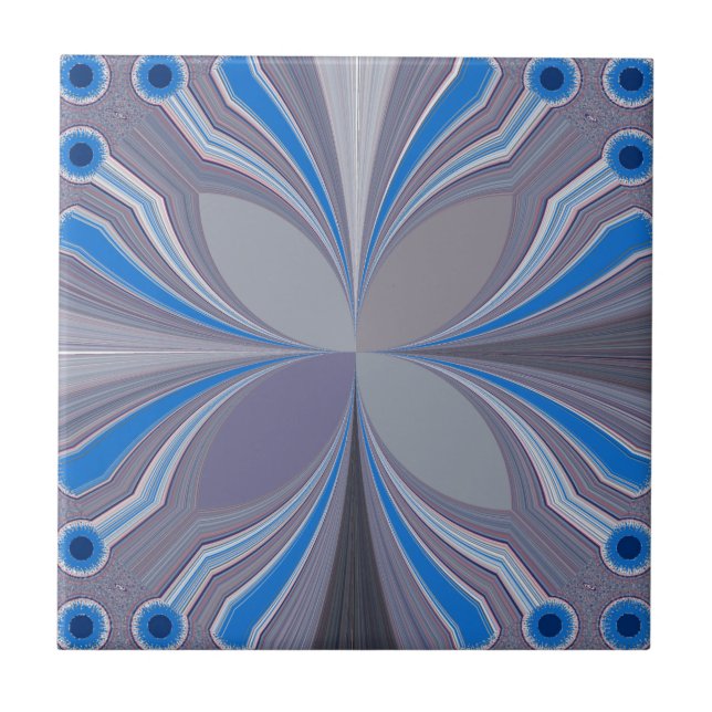 Blue Ash Grey Polka Dot Texture Art Print Tile (Front)