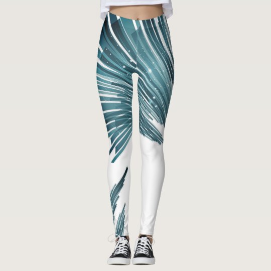 Blue Asimetric Lines Design Legging