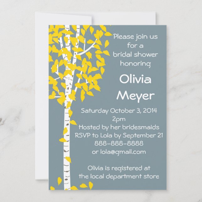 Blue Aspen Tree Invitations (Front)