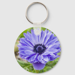 Blue Aster Flower Keychain
