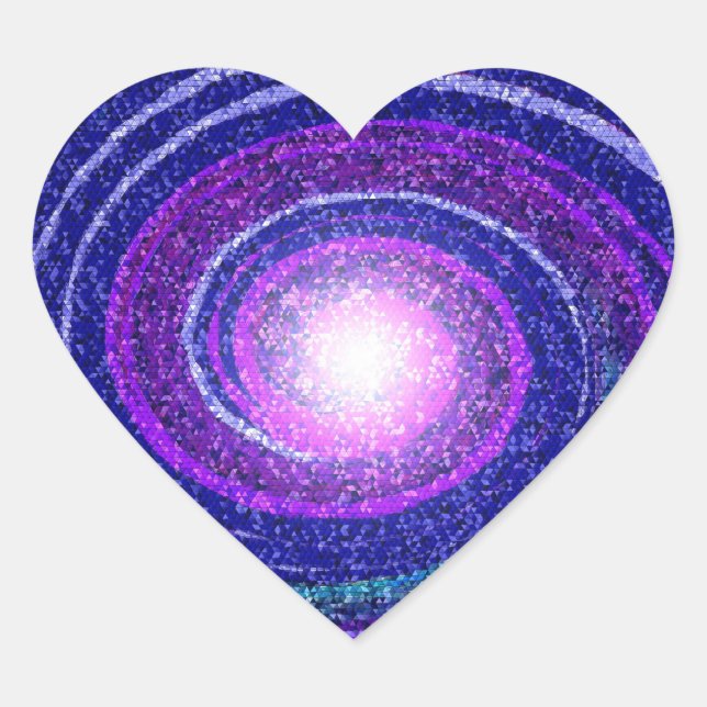 Blue astral galaxy mosaic heart sticker (Front)