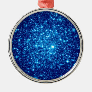 Blue Astral Glitter Metal Ornament