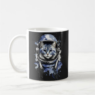 Blue Astronaut Cat Splash Design Coffee Mug