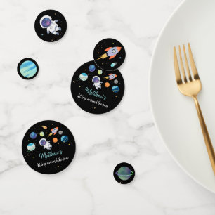 Blue Astronaut Outer Space Birthday Confetti