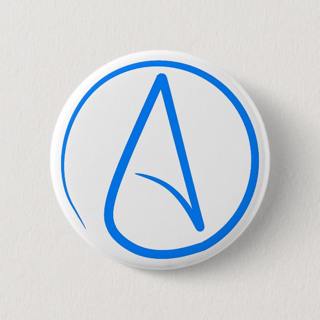 Blue Atheist A 2 Inch Round Button (Front)