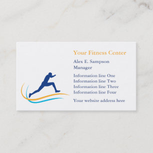 Blue Athlete Gold Swirl Fitness Business Card