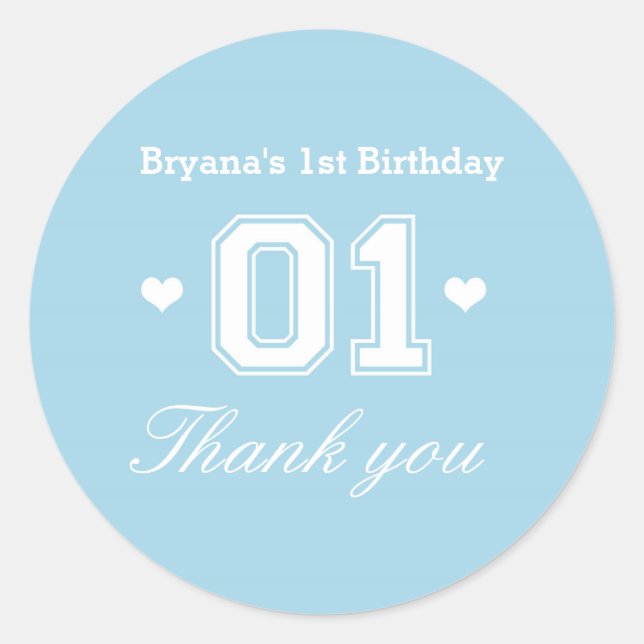 Blue Athletic 01 1er Stickers Baby shower d'annive (Devant)