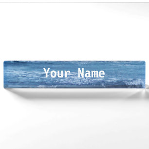 Blue Atlantic Ocean Waves Clouds Sky Photograph Nameplate